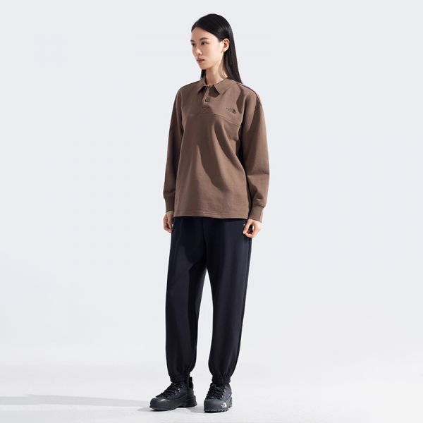 北面女纯棉针织长袖Polo衫户外透气春季新款TheNorthFace|8C4B