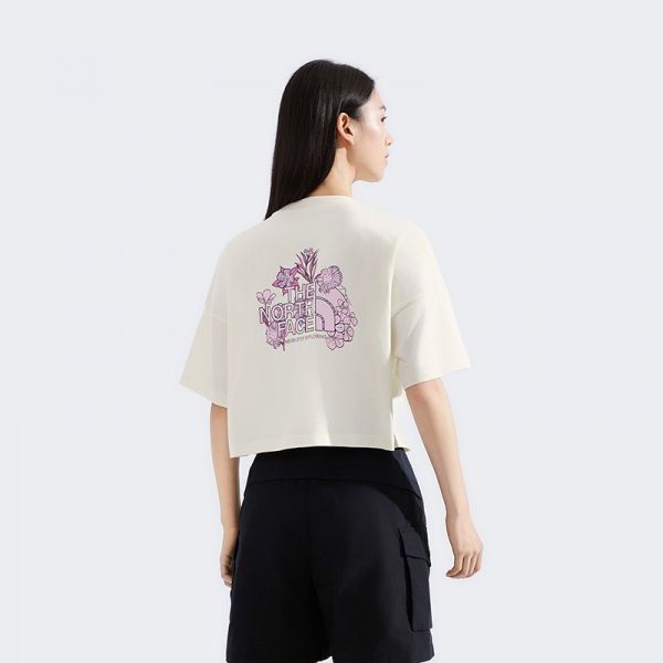 北面女高腰短款纯棉短袖T恤运动户外透气新款TheNorthFace|8DCF