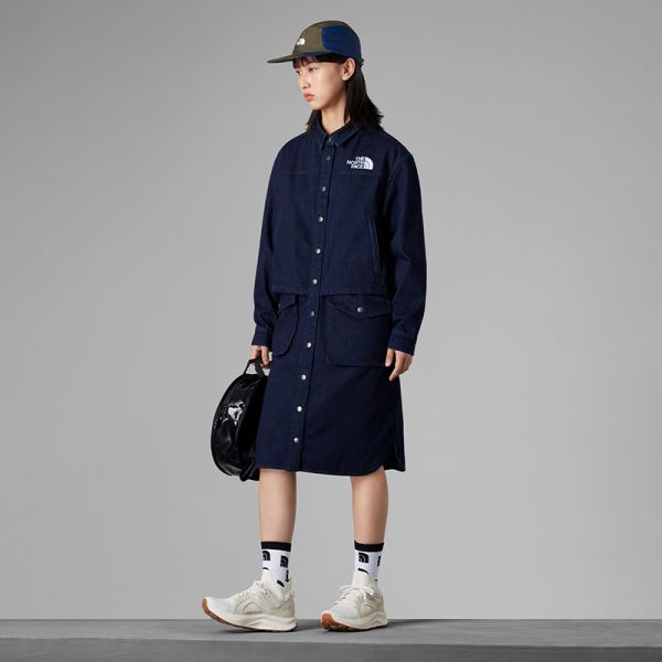 TheNorthFace北面UE先锋设计女长款牛仔衬衫连衣裙23秋新款83PJ